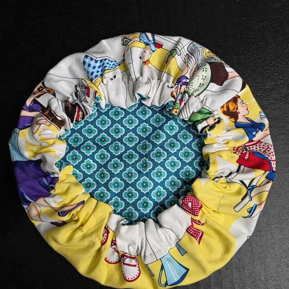 Kitschy‎ Baking Housewife MCM Teal KitchenAid Mixer Mixing Bowl Cover Baking